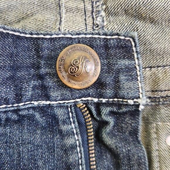 Smoke Rise Jeans Men's 42 x 32 Wide Straight Leg Contrast Thread Embellished Y2K - Picture 16 of 16